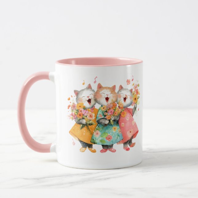 Taza Singing Cats Holding Bouquets (Izquierda)