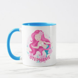 Taza Sirena Chica Cabello Rosa Lindo Fantasía Personali