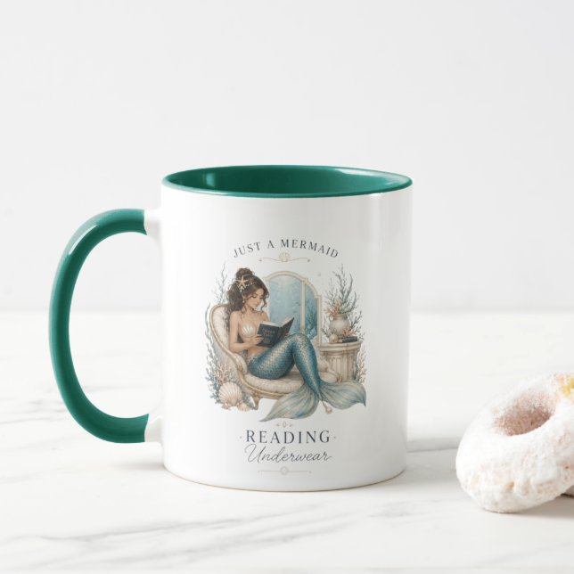 Taza Sirena leyendo (Con donut)