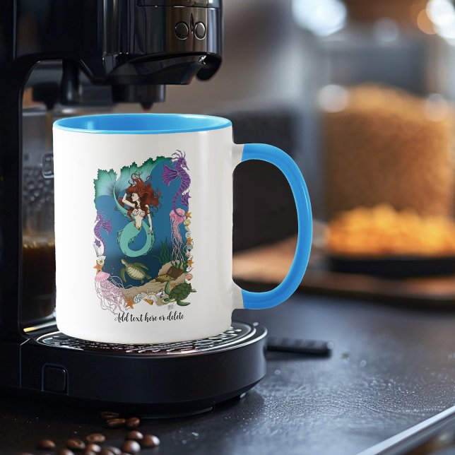 Taza Sirena Mística Fantasía Oceánica Azul Vida Marina (Subido por el creador)
