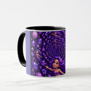 Taza Sirena Morada Arte Fantástico en Espiral