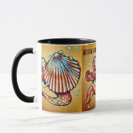 Taza Sirenita con un dibujo de la concha marina