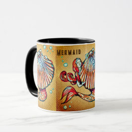 Taza Sirenita con un dibujo de la concha marina