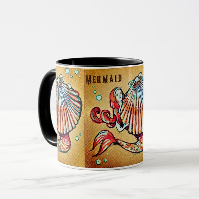 Taza Sirenita con un dibujo de la concha marina (Anverso izquierdo)