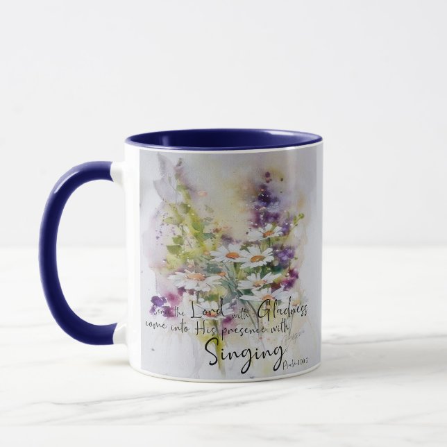 Taza Sirve al Señor con flores de alegría  (Izquierda)