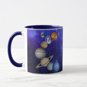 Taza Sistema Solar - Nuestros Planetas En Una Deep Blue