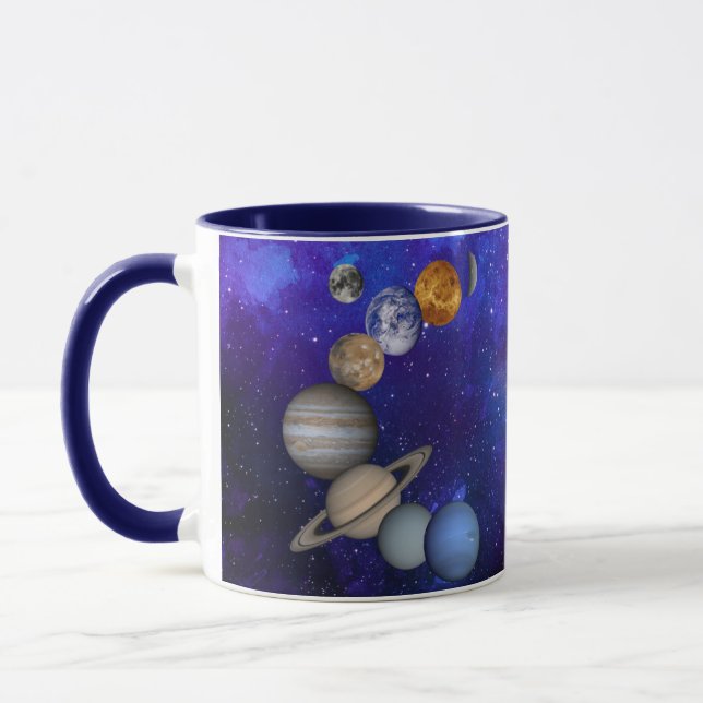 Taza Sistema Solar - Nuestros Planetas En Una Deep Blue (Izquierda)