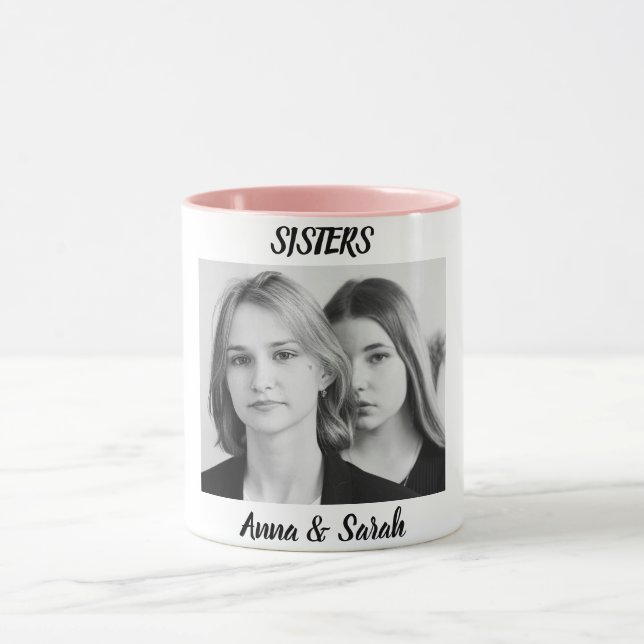 Taza Sister Gift Mug with Photo & Name – Pink Cup Style (Centro)