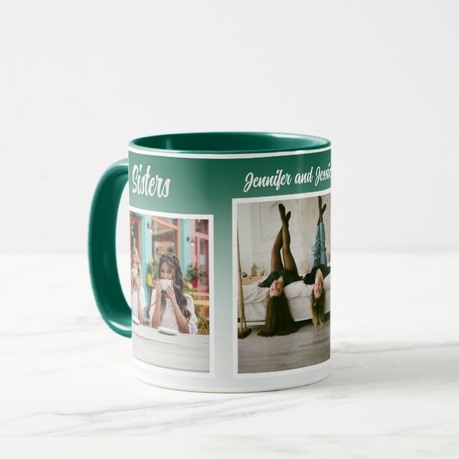 Taza Sisters Photo Collage with Names, Best Therapy (Anverso izquierdo)