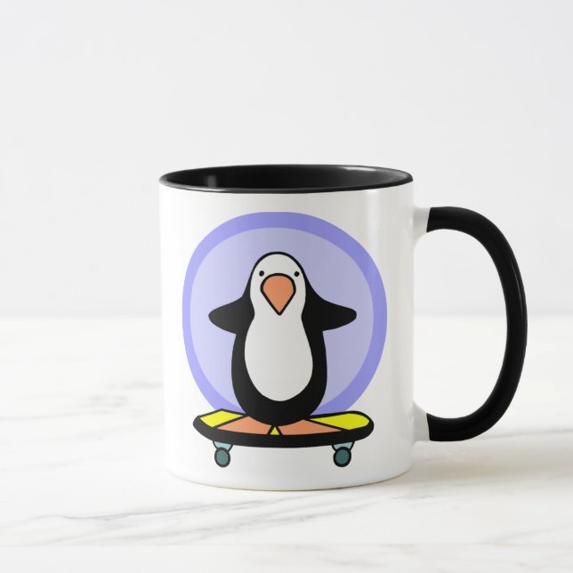 Taza Skateboarder Pingüino Skateboarding Fun Skateboard (Derecha)