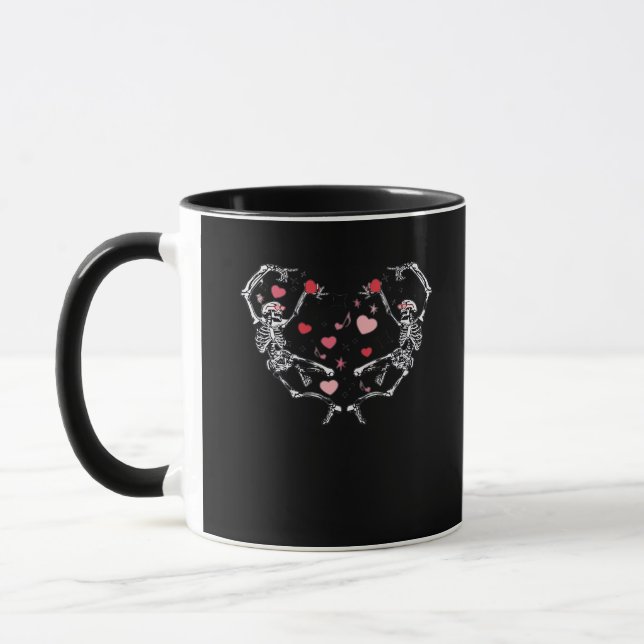 Taza Skeleton Dancing Heart El día de San Valentín Gift (Izquierda)