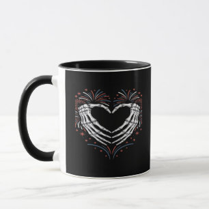 Taza Skeleton Hand Heart 4De Eeuu Patriótico Americano