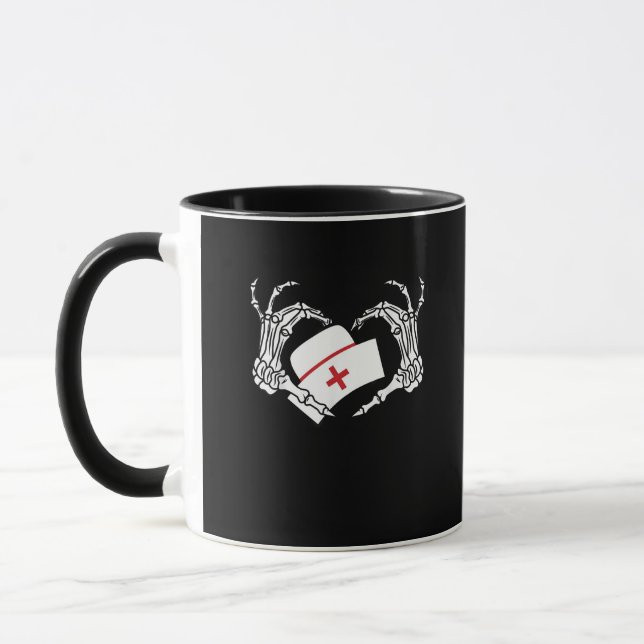 Taza Skeleton Hand Heart Lazy Diy Halloween Costume Nur (Izquierda)