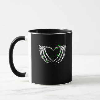 Taza Skeleton Hand Heart Rótulo disstume Halloween
