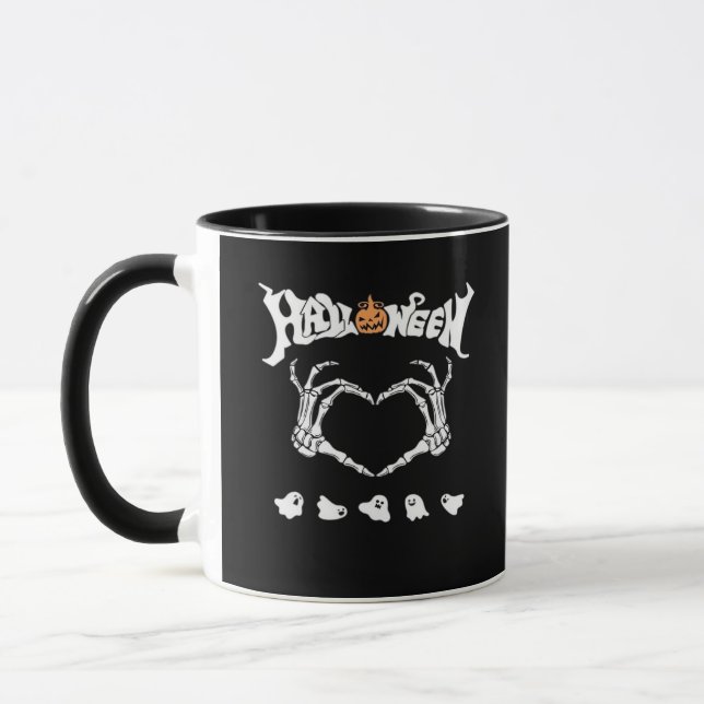 Taza Skeleton Hand With , Diseño de Halloween (Izquierda)