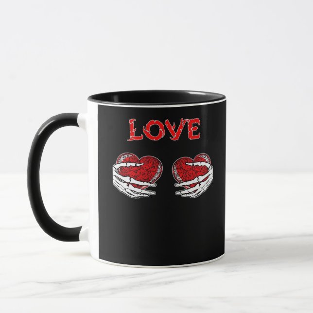 Taza Skeleton Hands Heart Funny Design (Izquierda)