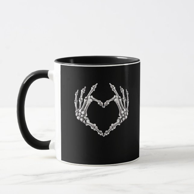 Taza Skeleton Heart And Hands Gothic Halloween (Izquierda)