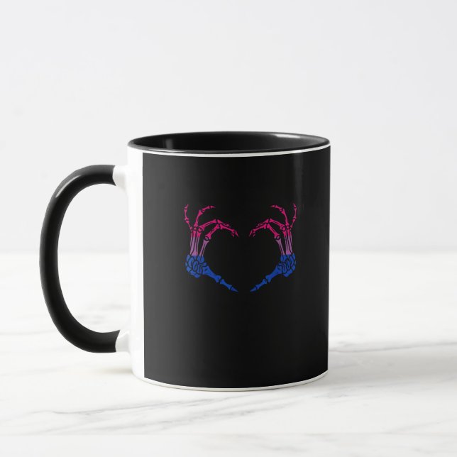 Taza Skeleton Heart Bisexual Lgbt-Q Pride Mano de Cráne (Izquierda)