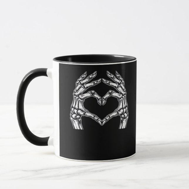 Taza Skeleton Heart Hands Rótulo Halloween Disstume bás (Izquierda)