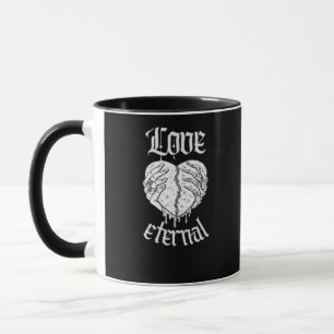 Taza Skeleton Manos Corazón Gótico Clásico