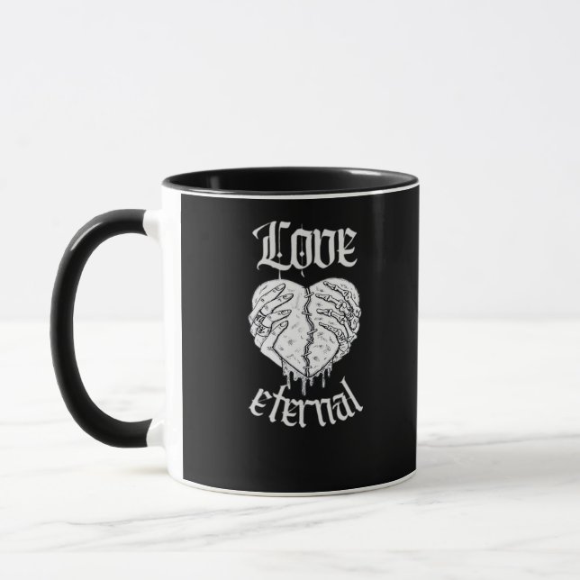 Taza Skeleton Manos Corazón Gótico Clásico (Izquierda)