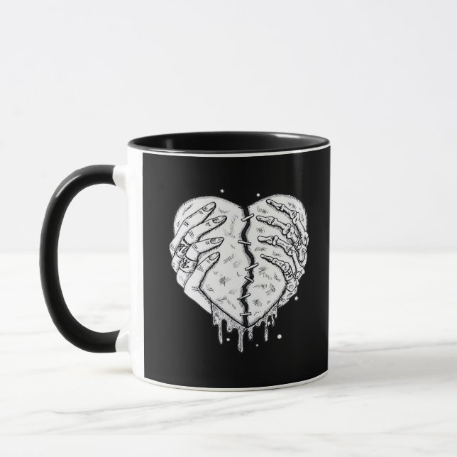 Taza Skeleton Manos Corazón- Gótico Corazón Clásico (Izquierda)