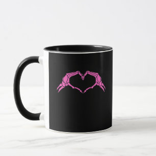 Taza Skeleton manos corazón Rótulo retro Halloween