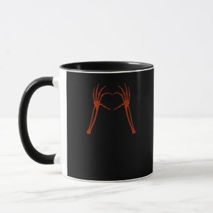 Taza Skeleton manos Rótulo de corazón disfraz Funny Hal