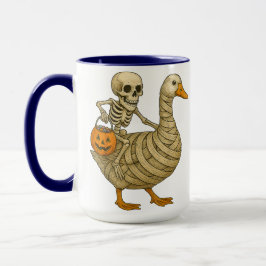 Taza Skeleton Riding Mom Goose Halloween Funny Pumpkin