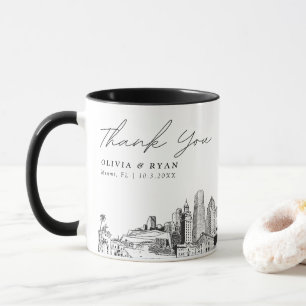 Taza Sketch de Miami Coffee Mug simple de boda personal