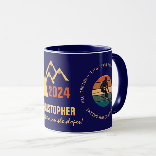 Taza Ski Killington, Vermont - Esquiador masculino, tex (Anverso derecho)