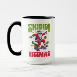 Taza Skibidi Rizzmas Santa on his Skate