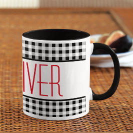 Taza Skinny Font Name Buffalo Check 11oz Combo Coffee
