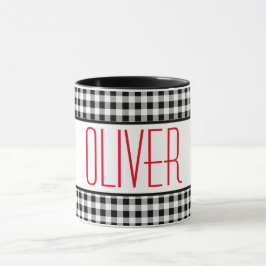 Taza Skinny Font Name Buffalo Check 11oz Combo Coffee