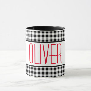 Taza Skinny Font Name Buffalo Check 11oz Combo Coffee