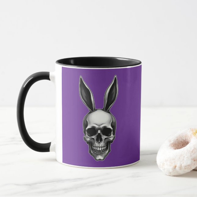 Taza Skull Bunny – Dark Gothic Easter - caneca (Con donut)