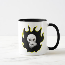 Taza Skull Money Flame Death Biker Style Black Yellow