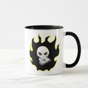 Taza Skull Money Flame Death Biker Style Black Yellow