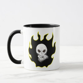 Taza Skull Money Flame Death Biker Style Black Yellow