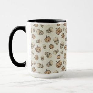 Taza Skulls y calabazas Patrón Halloween
