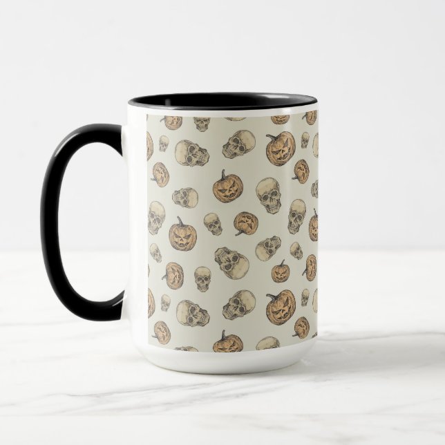 Taza Skulls y calabazas Patrón Halloween (Izquierda)
