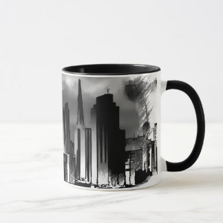 Taza Skyline Sketch de Chicago en blanco y negro