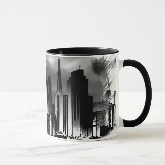 Taza Skyline Sketch de Chicago en blanco y negro (Derecha)