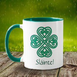 Taza Sláinte irlandés Shamrock Green Cross Clover