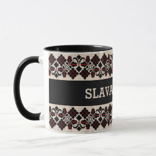 Taza Slava Ukraini arte popular tradicional vushuvanka.