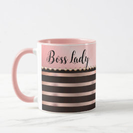 Taza Sleek Pink Striped Boss Lady Mug