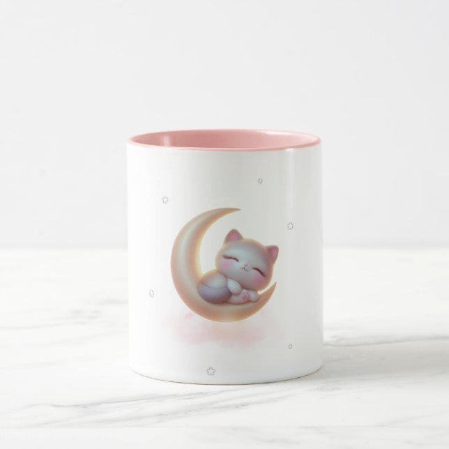 Taza Sleeping Kitten Moon – Cute Cat Mug (Centro)