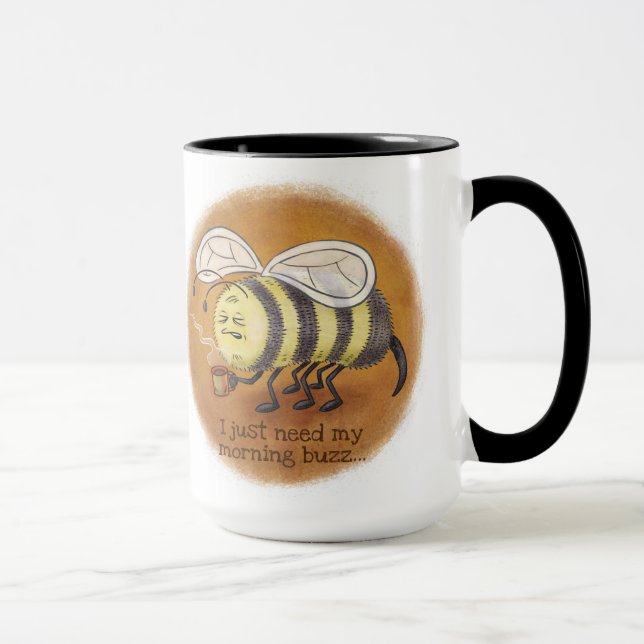 Taza Sleepy Bee Morning Buzz con mango negro (Derecha)