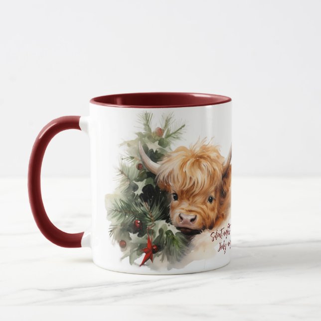 Taza Sleepy Highland Cow Navidad Mug (Izquierda)