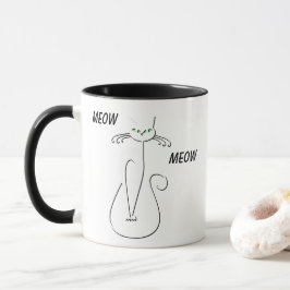Taza Slinky Black Cat Meow Meow Personalizado Textos Oj